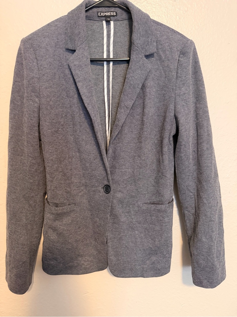 Express Grey Knit Single-Button Blazer